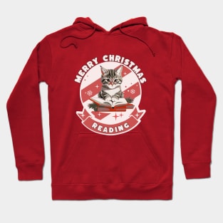 Cat Reading Christmas Cat Reading Book Hoodie